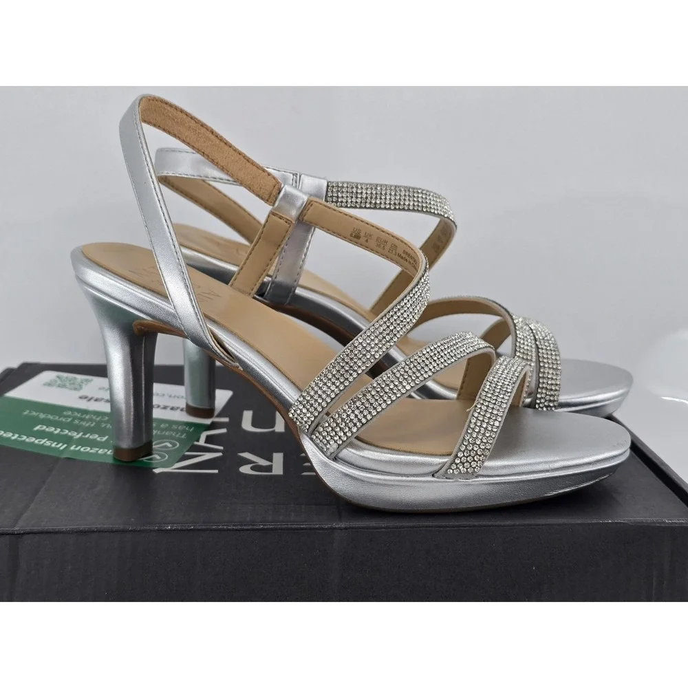 Naturalizer Silver Rhinestone Slingback Sandals